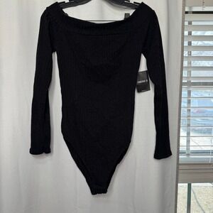 Woman's large forever 21 new black ribbed bodysuit